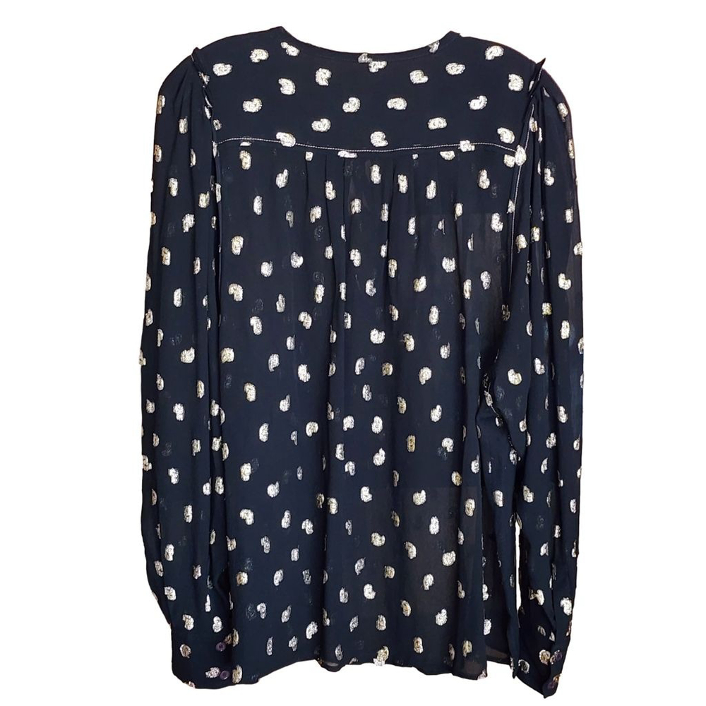 DEREK LAM 10 Crosby Ellie Black Gold Polka Dot Blouse Size 14 - Picture 5 of 8
